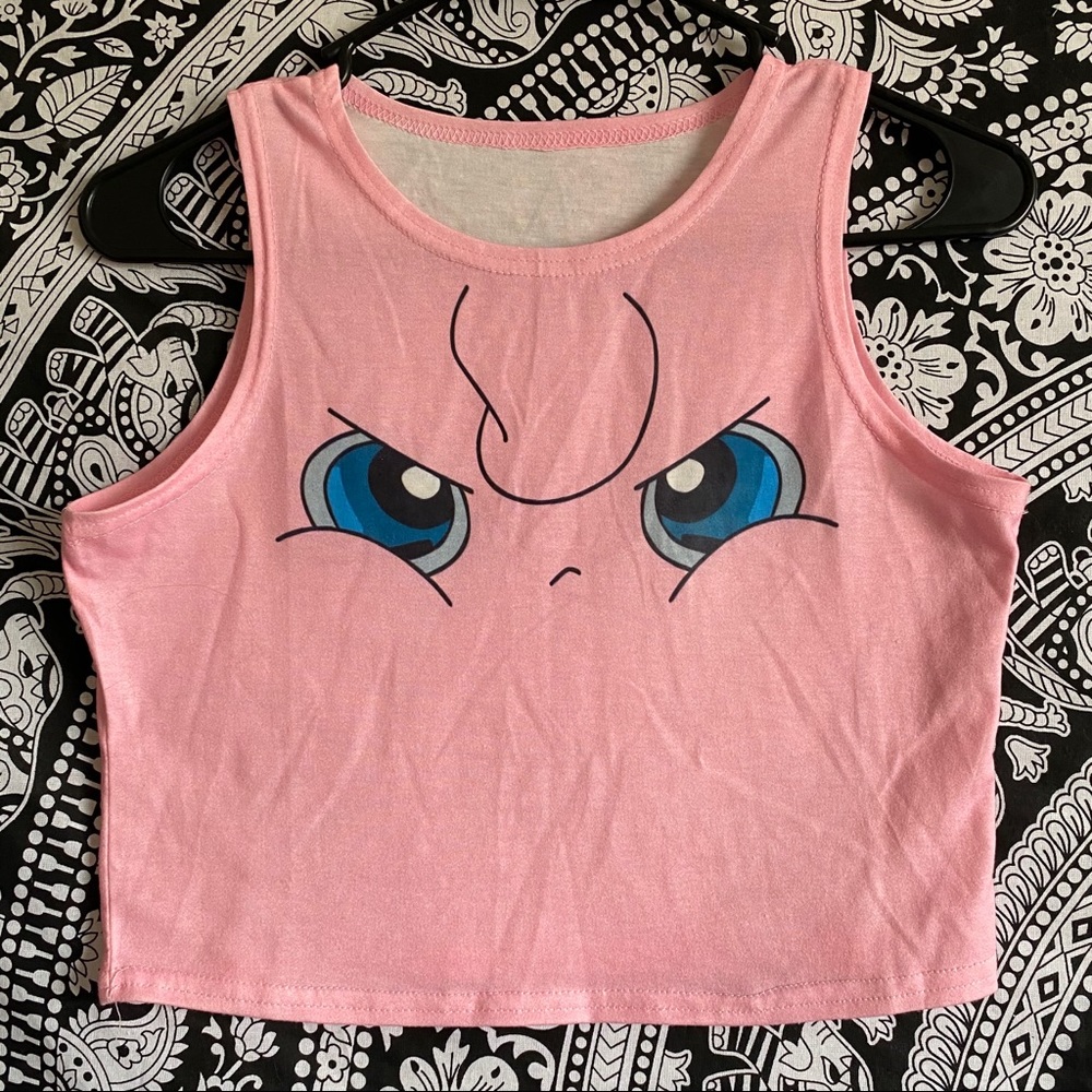 Angry Jigglypuff Pokemon Pink Crop Top